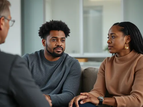 Couple in marriage crisis intervention session